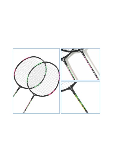 Geeksen Eğitim Ve Pratik İçin Demir Çelik Badminton Raketi Seti 2 Adet + 6 Top + Taşıma Çantası Kırmızı/mavi