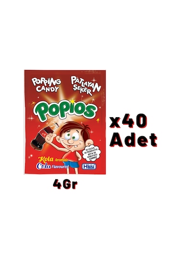 Hleks Patlayan Şeker Popios 40 Adet 4 Gr Kola