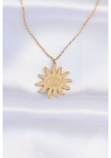 Ezoconcept 316l Çelik Zincir Gold Renk Göz Güneşi Tasarımlı Kolye