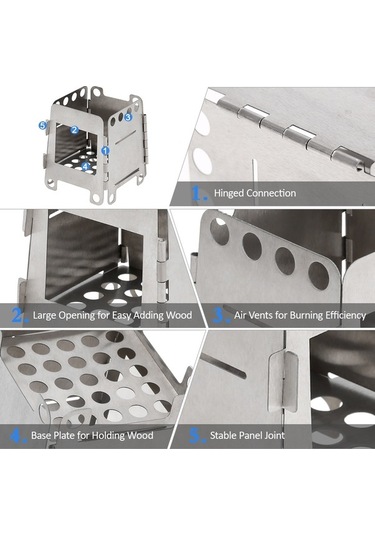 Pazly Taşınabilir Titanyum Hafif Katlanır Kamp Sobası Açık Hava Y Gri