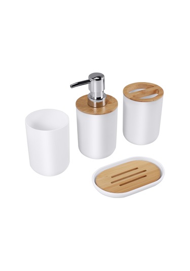 Xurunkeji Banyo Aksesuarları Seti Sabunluk Şişe Bulaşık Tuvalet Diş Fırçası Tutucu Bardak Takımı Beyaz Beyaz