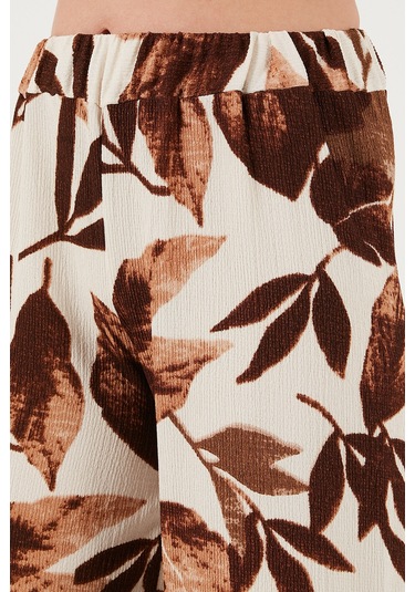 Lela Desenli Regular Fit Truvakar Kol V Yaka Alt-Üst Bayan Takım 5865357 Camel