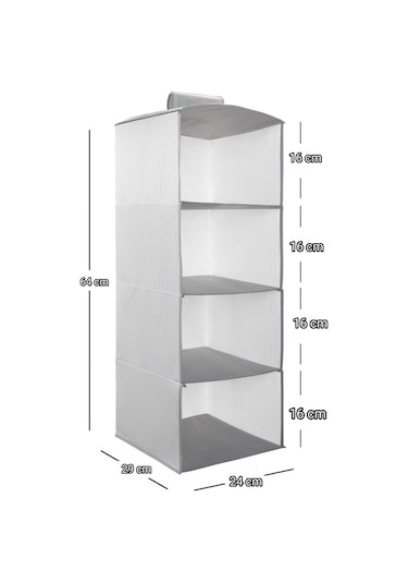 Alas 4 Katlı Dolap İçi Düzenleyici Raf - Çizgili Gri