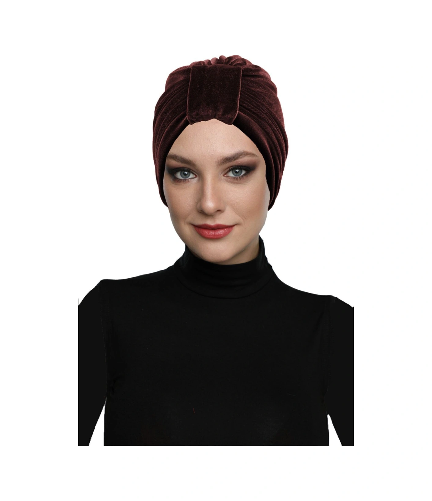 Kadife Kardelen Astarlı Kahve Hazır Türban Tesettür Bone Kahve