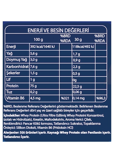 Fibrelle Whey Protein Çilek Aromalı 960 G Protein Tozu 32 Servis Çilek