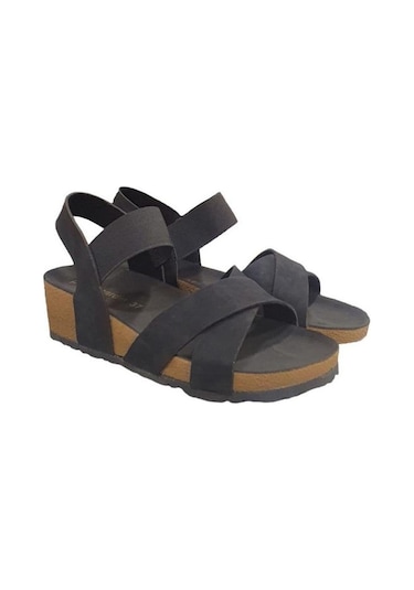 Pierre Cardin Üstü Ayarlı Lastikli Dolgu Topuk Bayan Sandalet 001
