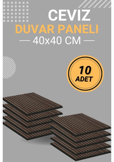Ceviz 10 Adet 40x40cm Yeni Nesil Akustik Ahşap Duvar Paneli