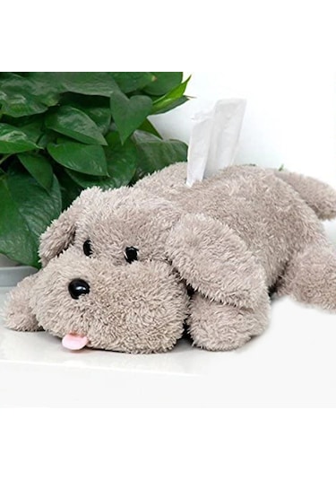 Peluş Oyuncak Köpek Doku Tutucu Karikatür Doku Klozet Kapağı Açık Kahverengi