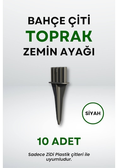Çit Uyumlu 10'lu Toprak Zemin Ayak - Siyah
