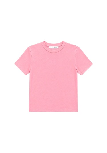 Mixray 2100 Kadın Slim Fit Bisiklet Yaka Soft Basic T-shirt Pembe
