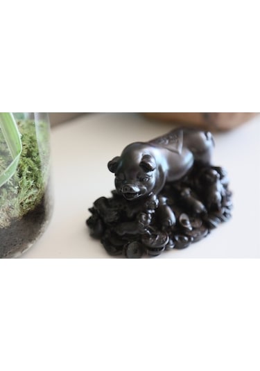 Para Kesesi Taşıyan Şans Domuzcuğu Ve Bebekleri Biblosu - (14 Cm)