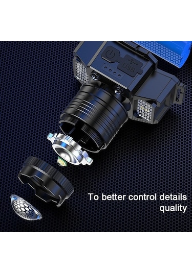 Pazly Hafif Kafa Lambası Açık Hava Kamp Balıkçılık Çok Modlu Led Kafa Lambası Siyah Siyah