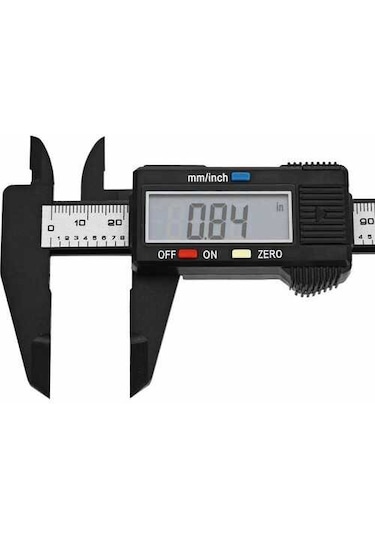 Dijital Karbon Fiber Kumpas 150mm Pil Dahil + 30cm Çelik Cetvel
