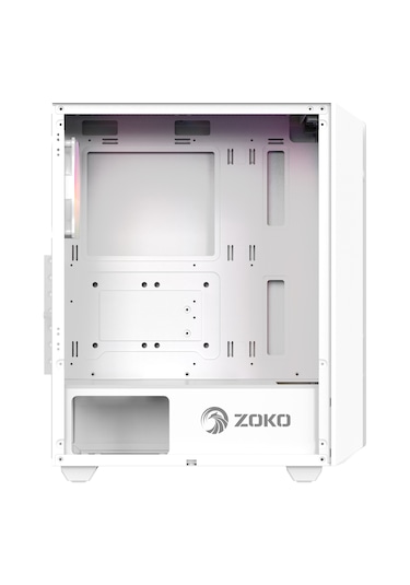 Zoko Hunter Beyaz 600w 4x12cm Argb Fan Mesh Panel Temperli Cam Kasa