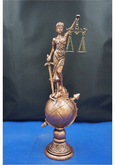 Themis Adalet Terazisi Heykeli 35 Cm Dekoratif Ev & Ofis Biblosu Bakır