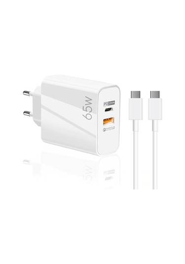 Schitec GN65 WT1 65 W USB-A PD33W Q.C 3.0 Type-C To Type-C Kablolu Şarj Aleti 1 M