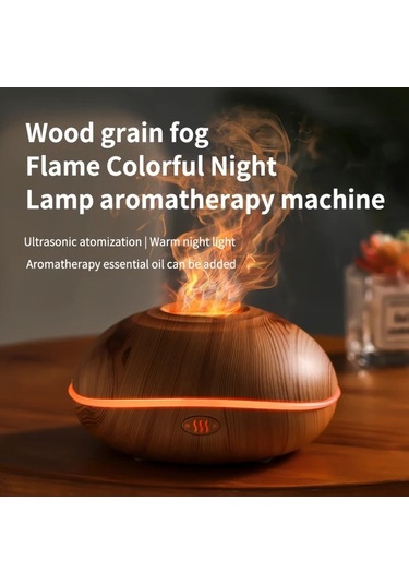 Techbloom Aroma Nemlendirici Esansiyel Yağ Eklenebilir Renkli Aydınlatma Wood Grain Color Küçük Rahatlatıcı Makine