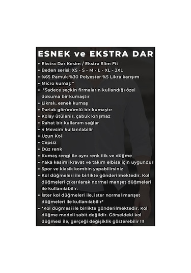 Siyah Ekstra Dar Kesim Likralı Esnek Micro Kumaş Kol Düğmeli Slim Fit Erkek Gömlek - 195-6 001