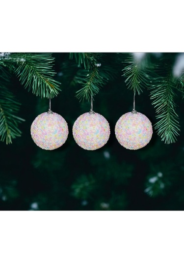 Yılbaşı Süsü Renkli Şekerli 3'lü Top 8 Cm