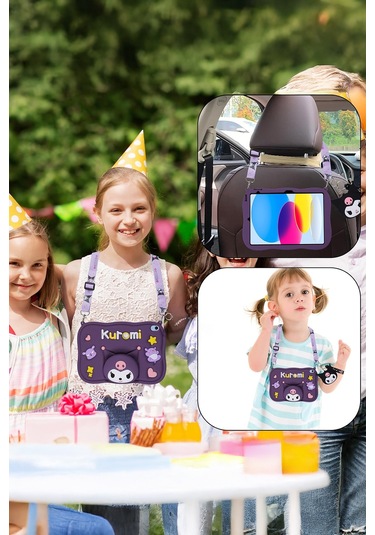 Apple Ipad 8. Ve 9. Nesil 10.2 Inç 2020 / 2021 Uyumlu Kedi Kılıf Standlı Eğlenceli Koruma Purple