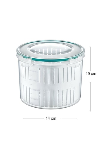 Meleni Home 2'li Set Süzgeçli Turşuluk - Zeytin Turşu Saklama Kabı 2,5 Lt