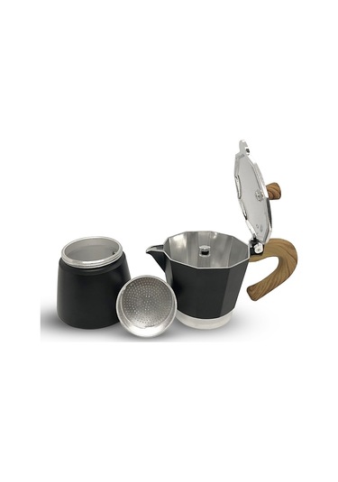 Horecamark Aluminyum Moka Pot 6 Kupa Siyah 6 Cups Moka Pot