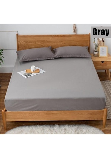 Gri Derin Cep Yatak Çarşaf Elastik Bantlı % 100% Su Geçirmez Yatak Portector Yatak Topper Kapak Hiçbir Yastık Kılıfı 90cmx200cmx30cm Yatak Gri