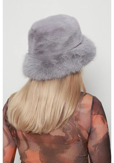 Kadın Peluş Bucket Kalpak Şapka 1143 Rkş-14 Gri Gri