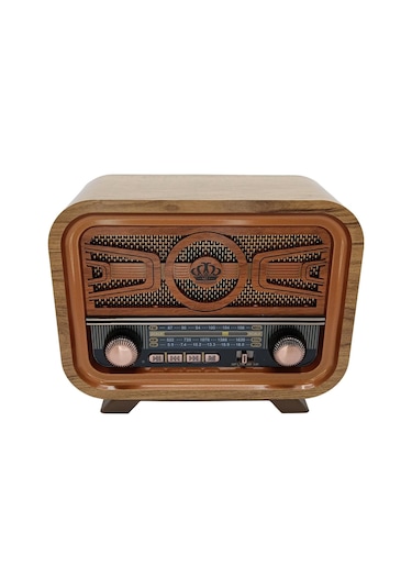 Radyo Retro Açık Ahşap Bluetooth Hoparlör Tf Kart Şarjlı Led N0a1