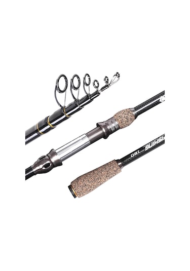 Springsun Kahverengi Korkak Tutamaklı, Levha Telli, Teleskopik Karbon Fiber Deniz Balıkçılığı Olta Kamışı 2.7m