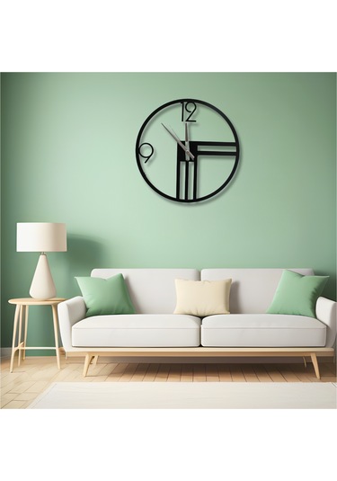 Eşsiz Tasarım Metal Duvar Saati 40 Cm Siyah Renk Siyah