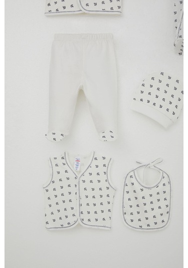 Breeze Erkek Bebek Hastane Çıkışı 8 Li Deniz Temalı Çapa Desenli 0-3 Ay, Ekru Ekru