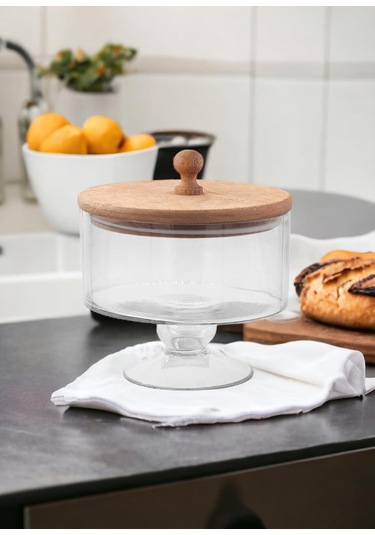 The Mia Madera Ayaklı Kurabiye Kavanozu 18x17x17 Cm