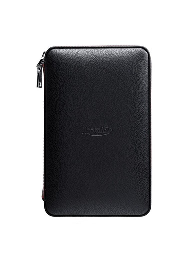 Atomic Fermuarlı Deri Puro Taşıma Seyahat Çantası Siyah 4lü