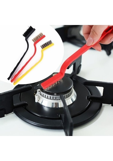 3 Parça Tel Fırça Detaylı Temizlik Seti Çok Renkli