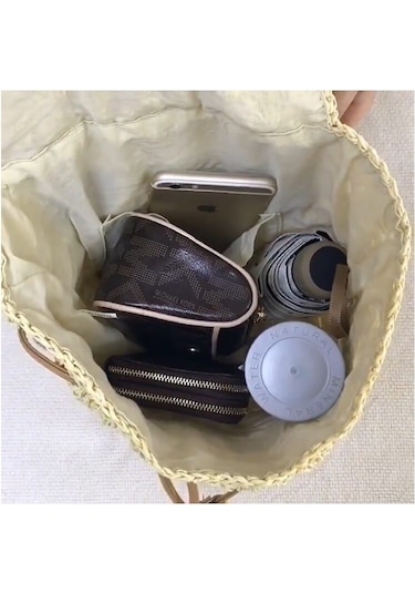 Arion Kağıt İplik Hasır Sırt Çantası Str-1203 Bej