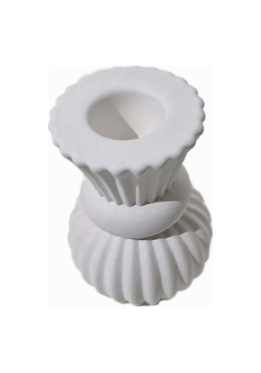 El Yapımı Boğumlu Alçı Şamdan Mumluk Ham, Boyasız