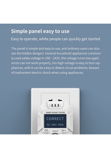 Tenfowee Akıllı Lcd Ekranlı Duka St-1 Priz Test Cihazı - Devre Polarite Dedektörü & Güvenlik Kontrolü