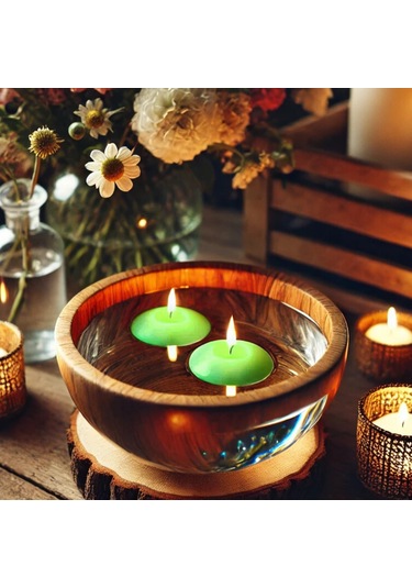 50'li Paket 3.5 Cm Yeşil Yüzen Mumlar Yeşil