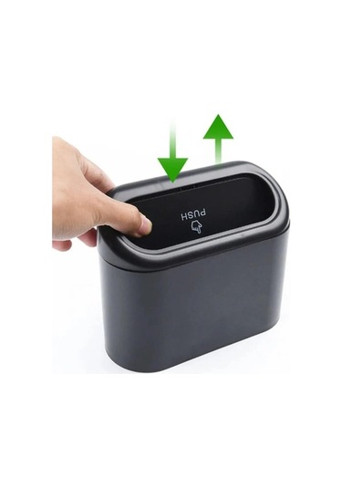 Createtech Taşınabilir Siyah Oto Çöp Kutusu Kapaklı Portatif Araç İçi