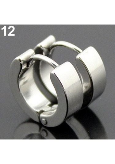 12 Erkek Kadın Moda Punk Gotik Paslanmaz Çelik Halka Saplama Küpe Takı