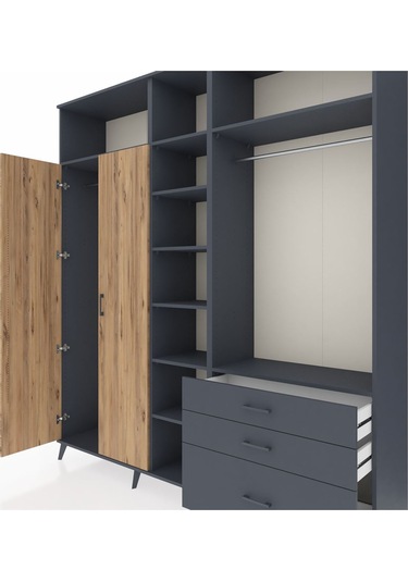 Hyperion Dolap 9 Raflı 3 Çekmeceli 2 Askılı 220x44x243 Antrasit-çam/antrasit Atlas Çam/antrasıt Hyperion Dolap 9 Raflı 3 Çekmeceli 2 Askılı 220x44x243 Antrasit-çam/antrasit Atlas Çam/antrasıt