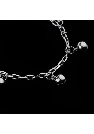 Suntek 22.5 Cm Gümüş Küçük Çan Halhal Bilezik Kadın Gümüş