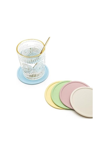 Yeşil Bardak Altlığı Isıya Dayanıklı Kaymaz Yükseltilmiş Kenar Yuvarlak Dökülmeye Dayanıklı Tezgah İçecek Kahve Çay Yeşil