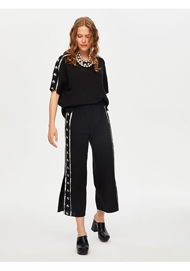 Resort Palmiye Baskı Detaylı Kısa Kol Müslin Bluz S25blz061 Us25blz06110 Siyah