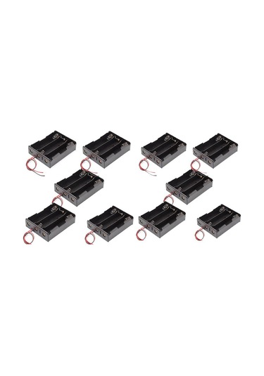 Koodmax - 10 Adet - 3 Lü Aa Kalem Pil Kutusu Yuvası 4.5v Kablolu Kalem Pil Tutucu