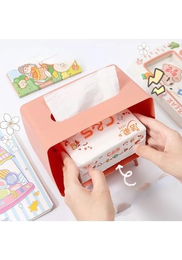 Gri-sevimli Çok Fonksiyonlu Doku Kutusu Ev İçin Kawaii Tutucu Kare Masaüstü Dekor Tv Doku Kutusu Kasa Pembe Telefon Tutucu Depolama Organizatör