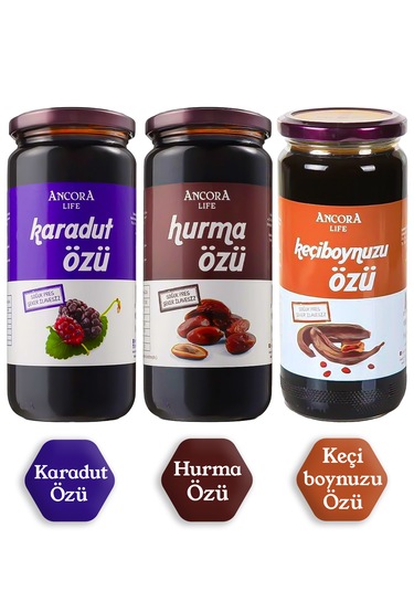 3'lü Fırsat Paketi - Hurma Özü, Keçiboynuzu Özü, Karadut Özü
