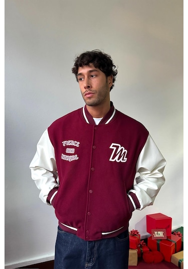 Flaw Fierce Baskılı Kolej Ceket-28538 Bordo