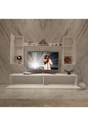 Decoraktiv Eko 5db Mdf Std Tv Ünitesi Tv Sehpası Beyaz